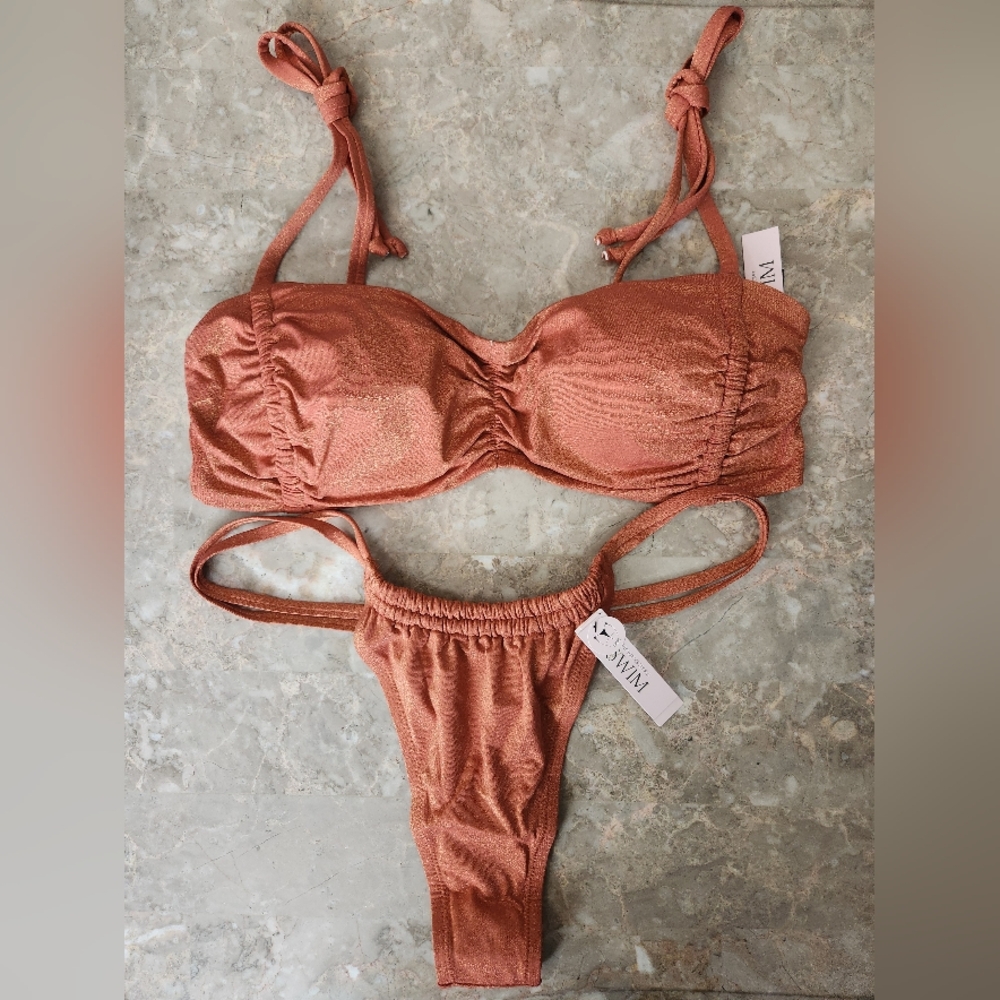 L/L XL/XL VS Swim Ruched Bralette Thong Bikini Set Tropical Island Getaway